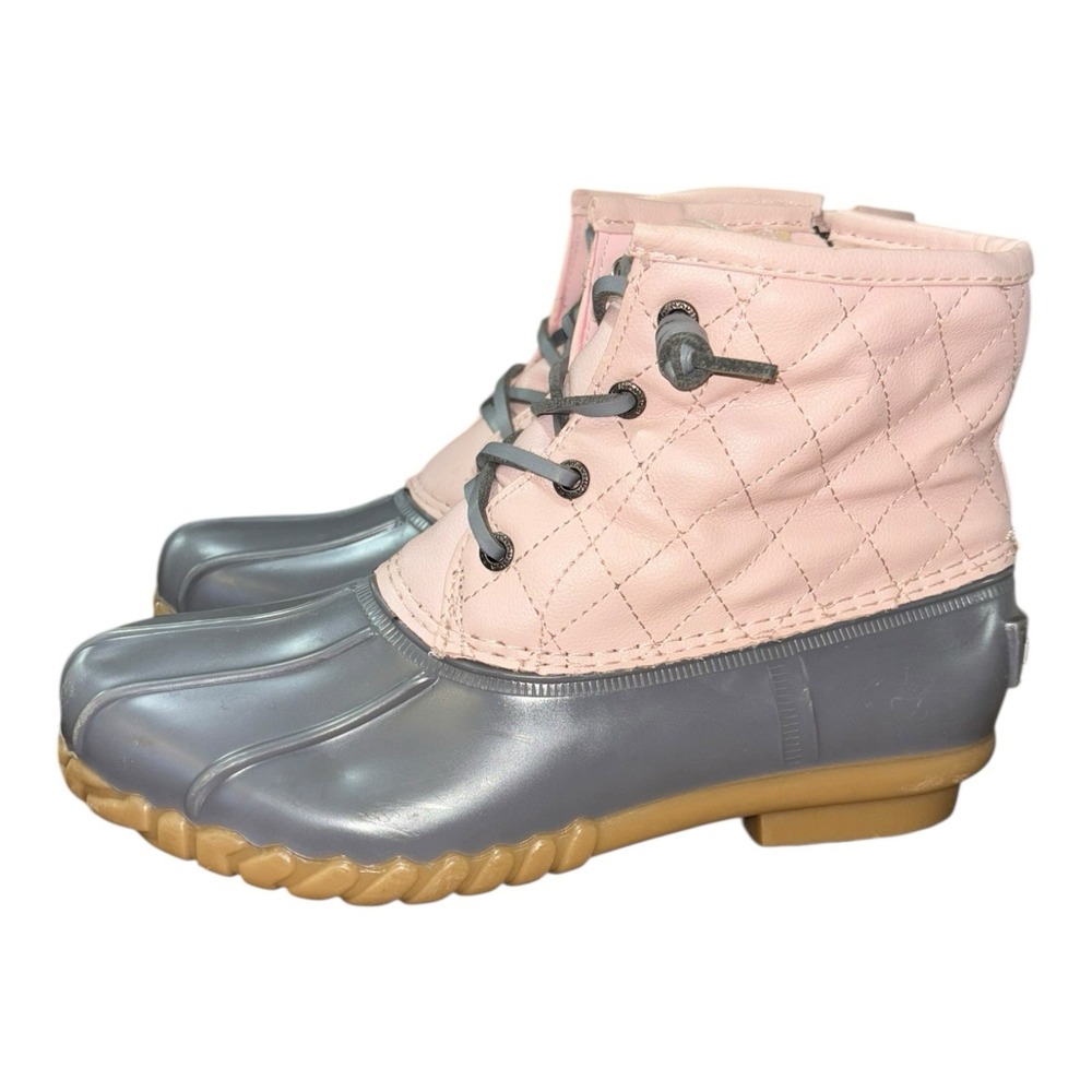 NAUTICA Dorsay Duck Boots Womens‎ 6 US Pink Gray Quilted Ankle Water Resistant